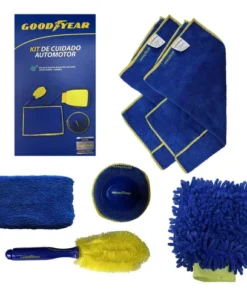 KIT LAVADO AUTO GOODYEAR ESPONJA TRAPO CEPILLO TOALLA 6 EN 1